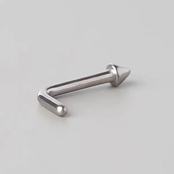 L-Shape Nose Stud with Spike Top - Titanium