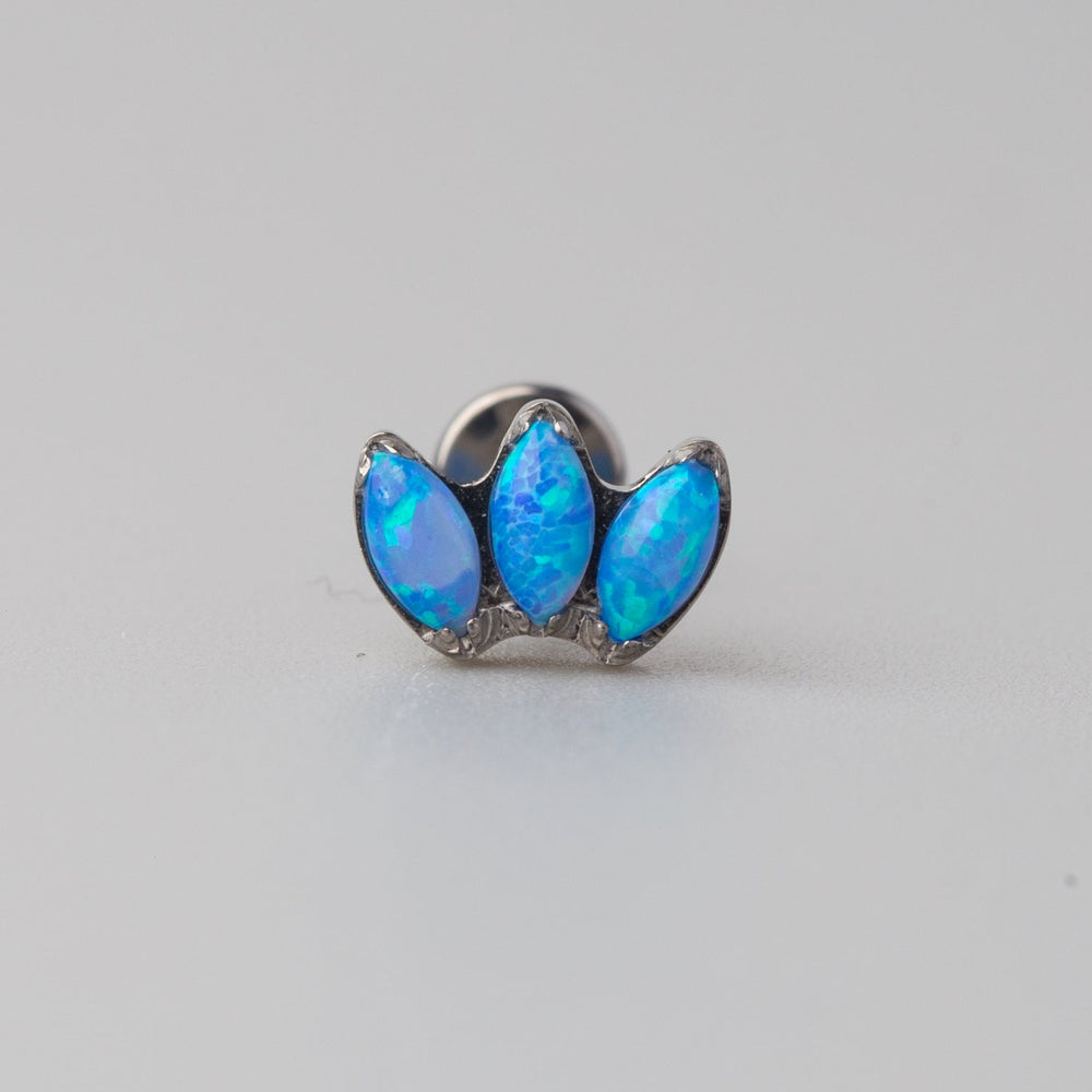 Triple Marquise Blue Opal Labret in Silver - Titanium