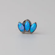 Triple Marquise Blue Opal Labret in Silver - Titanium - Camden Body Jewellery