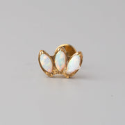 Triple Marquise White Opal Labret in Gold - Titanium - Camden Body Jewellery