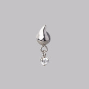 Upward Rain Drop Clear CZ Dangle Labret in Silver - Titanium - Camden Body Jewellery