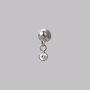 Ball Top Bezel Dangle Labret in Silver - Titanium - Camden Body Jewellery