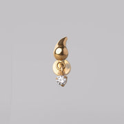 Upward Rain Drop Clear CZ Dangle Labret in Gold - Titanium - Camden Body Jewellery