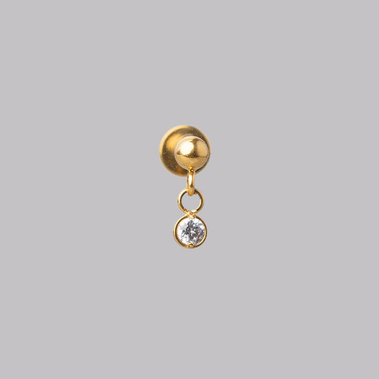 Ball Top Bezel Dangle Labret in Gold - Titanium - Camden Body Jewellery