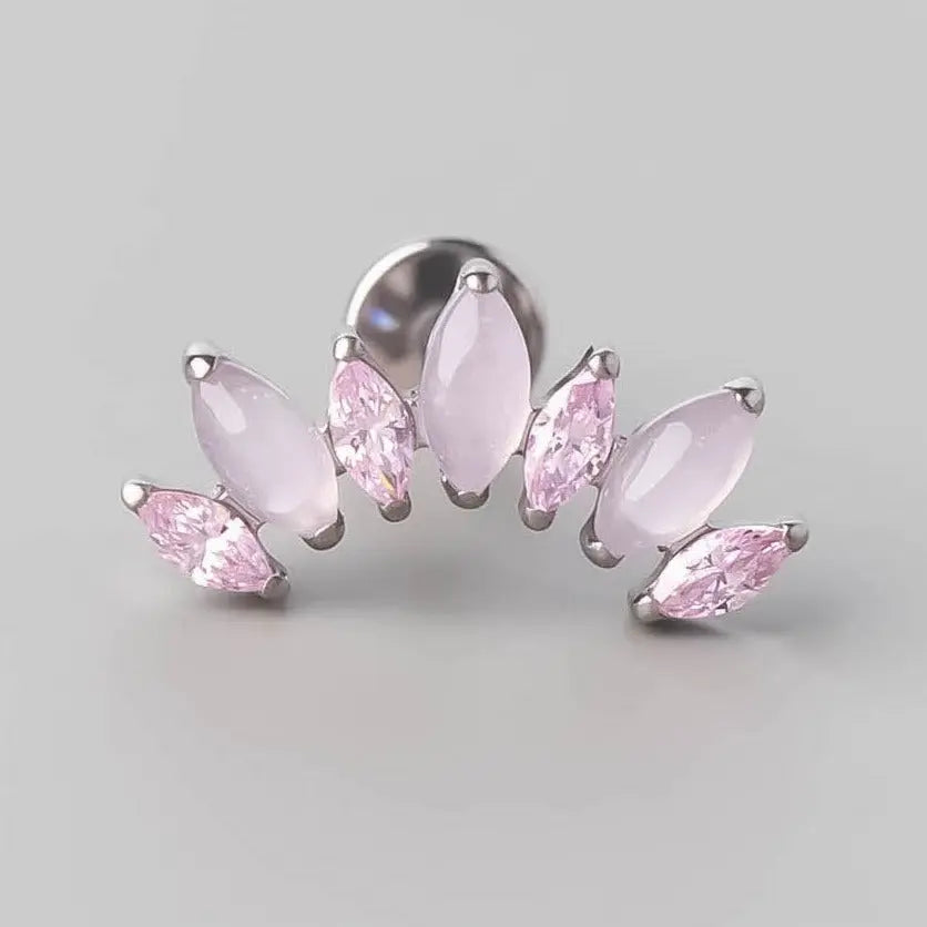 Seven Stone Labret in Rose QZ + Pink - Titanium - Camden Body Jewellery