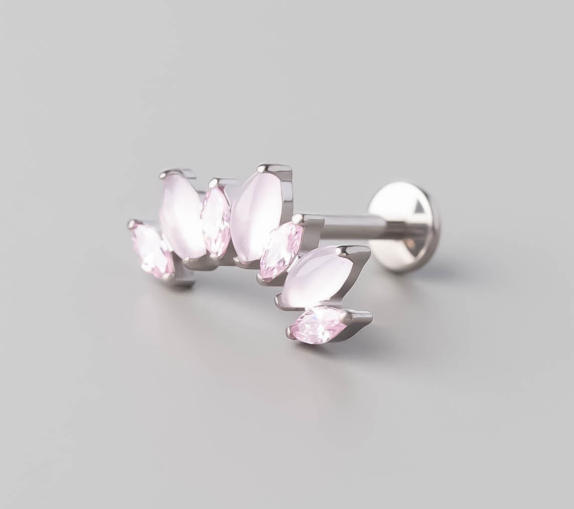 Seven Stone Labret in Rose QZ + Pink - Titanium - Camden Body Jewellery