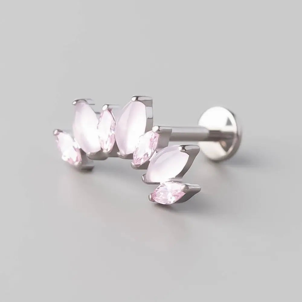 Seven Stone Labret in Rose QZ + Pink - Titanium - Camden Body Jewellery