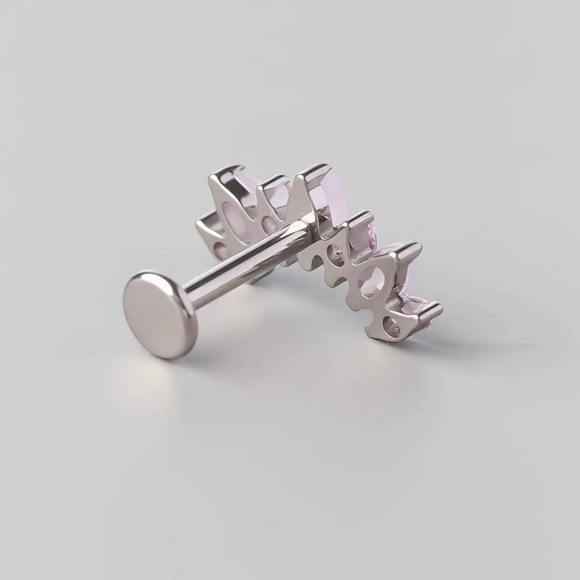 Seven Stone Labret in Rose QZ + Pink - Titanium - Camden Body Jewellery