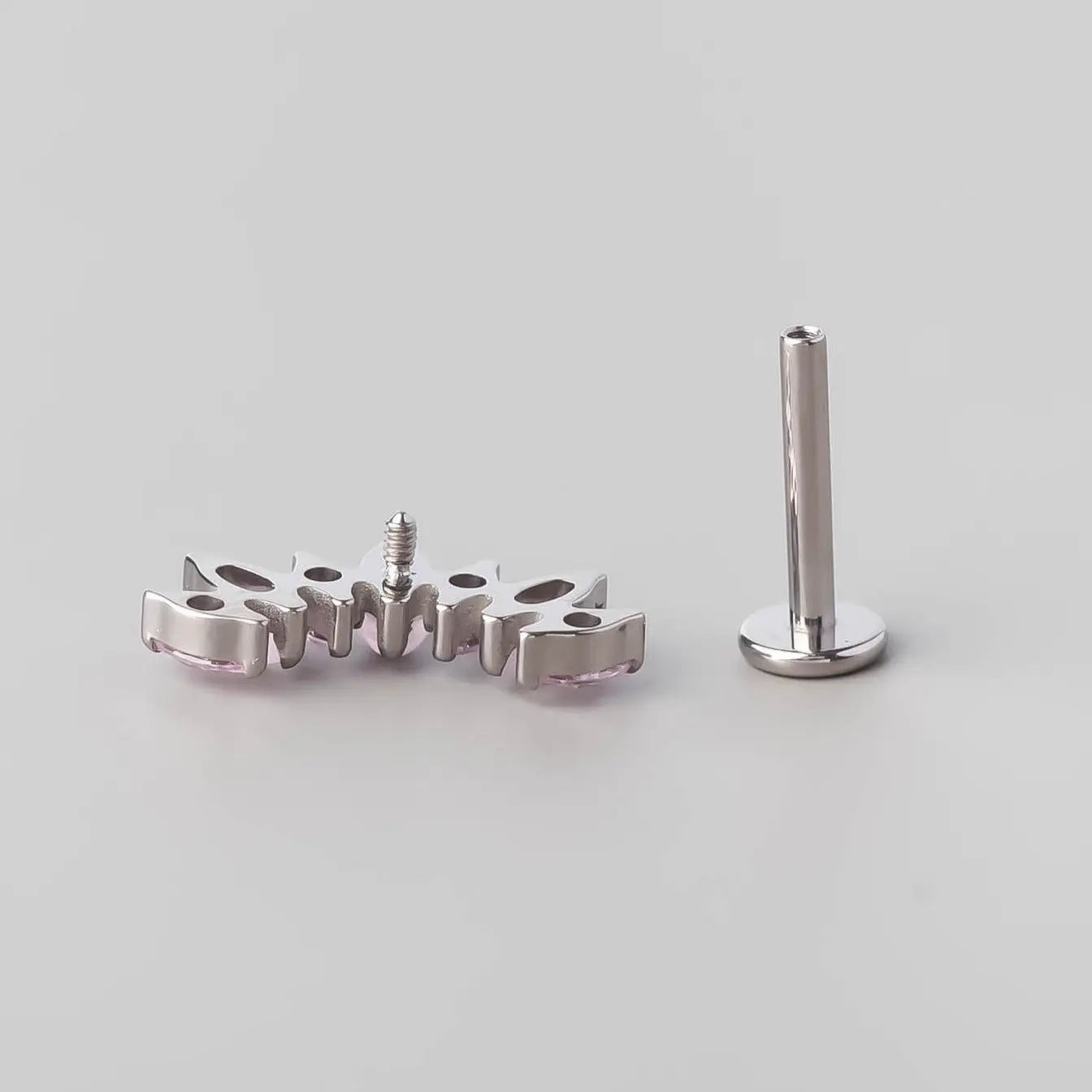 Seven Stone Labret in Rose QZ + Pink - Titanium - Camden Body Jewellery