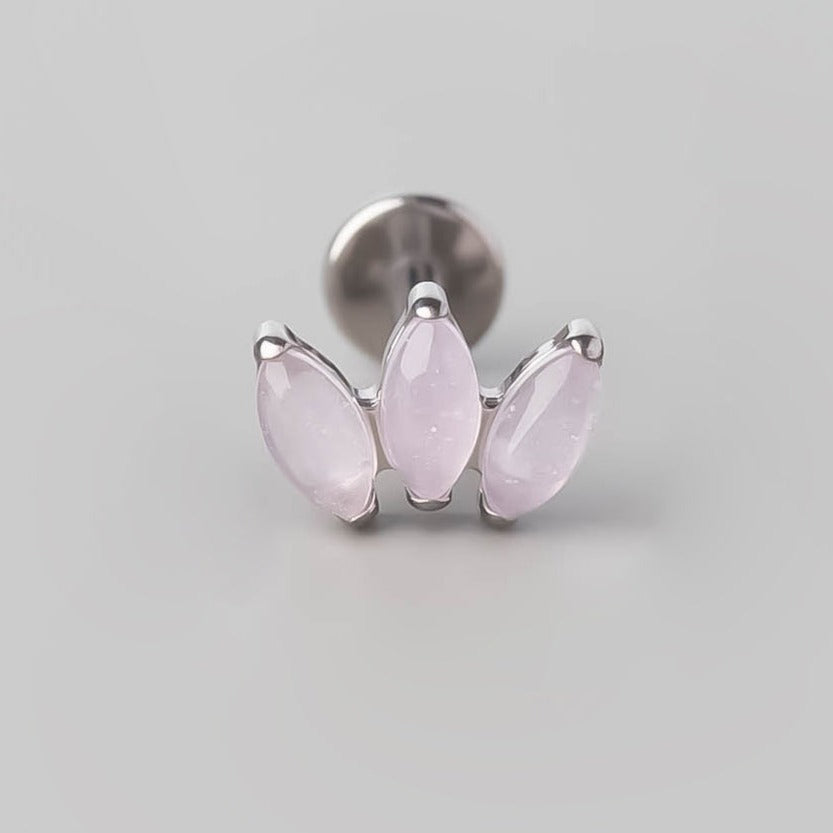 Triple Marquise Labret in Pink Opal - Titanium - Camden Body Jewellery