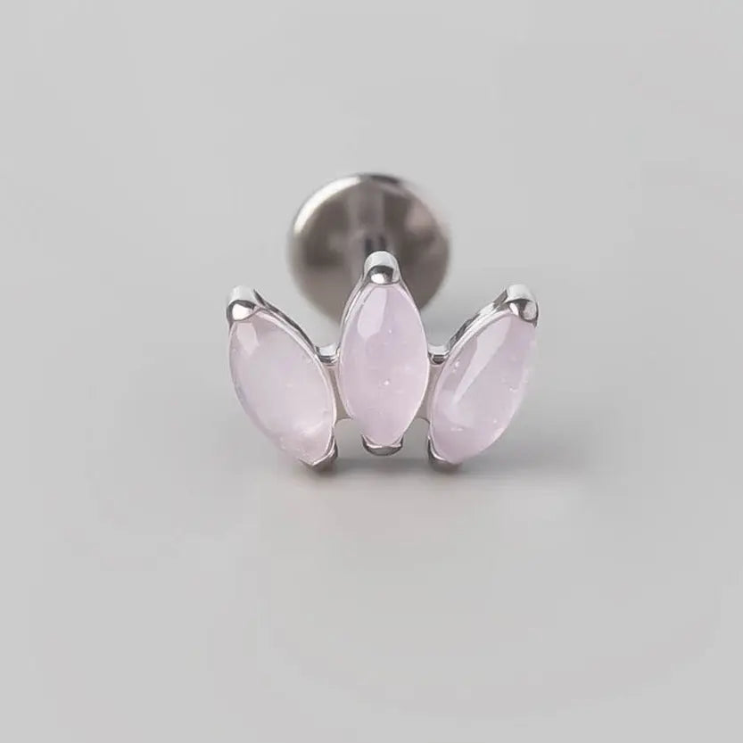 Triple Marquise Labret in Pink Opal - Titanium
