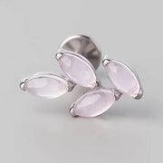 Quadruple Leaf Stone Labret in Pink Opal - Titanium - Camden Body Jewellery