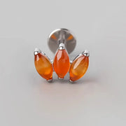 Triple Marquise Labret in Red Onyx - Titanium - Camden Body Jewellery