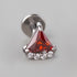 Quadruple CZ Triangle Set Labret in Red - Titanium - Camden Body Jewellery