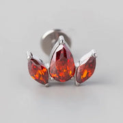 Double Marquise and Pear CZ Labret in Red - Titanium - Camden Body Jewellery