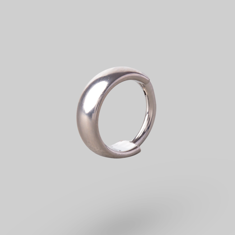 Dome Huggie Hoop in Silver (Pair) - Titanium