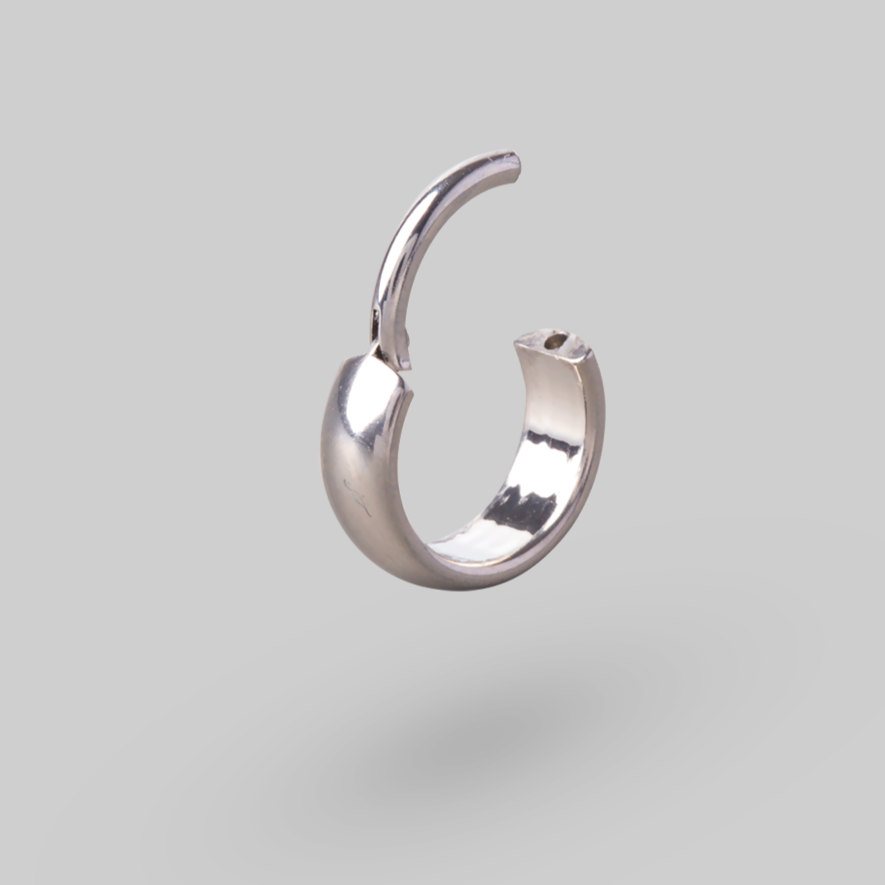Dome Huggie Hoop in Silver (Pair) - Titanium