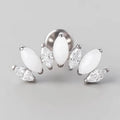 Seven Stone Labret in White Jade + Clear - Titanium - Camden Body Jewellery