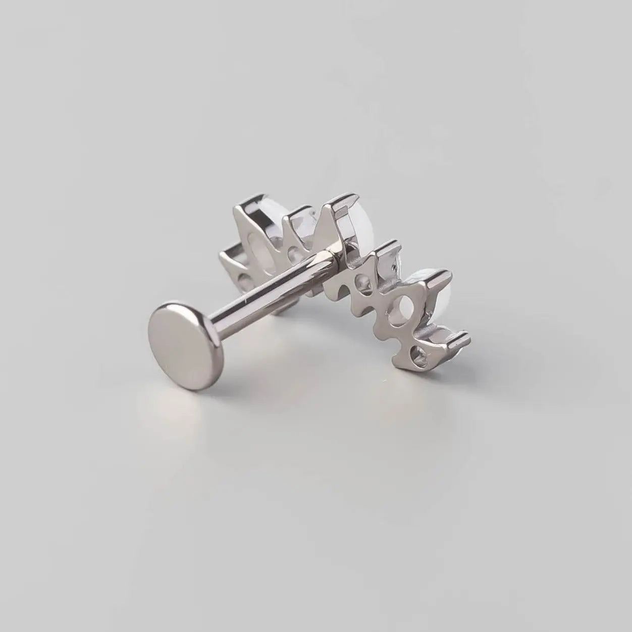 Seven Stone Labret in White Jade + Clear - Titanium - Camden Body Jewellery