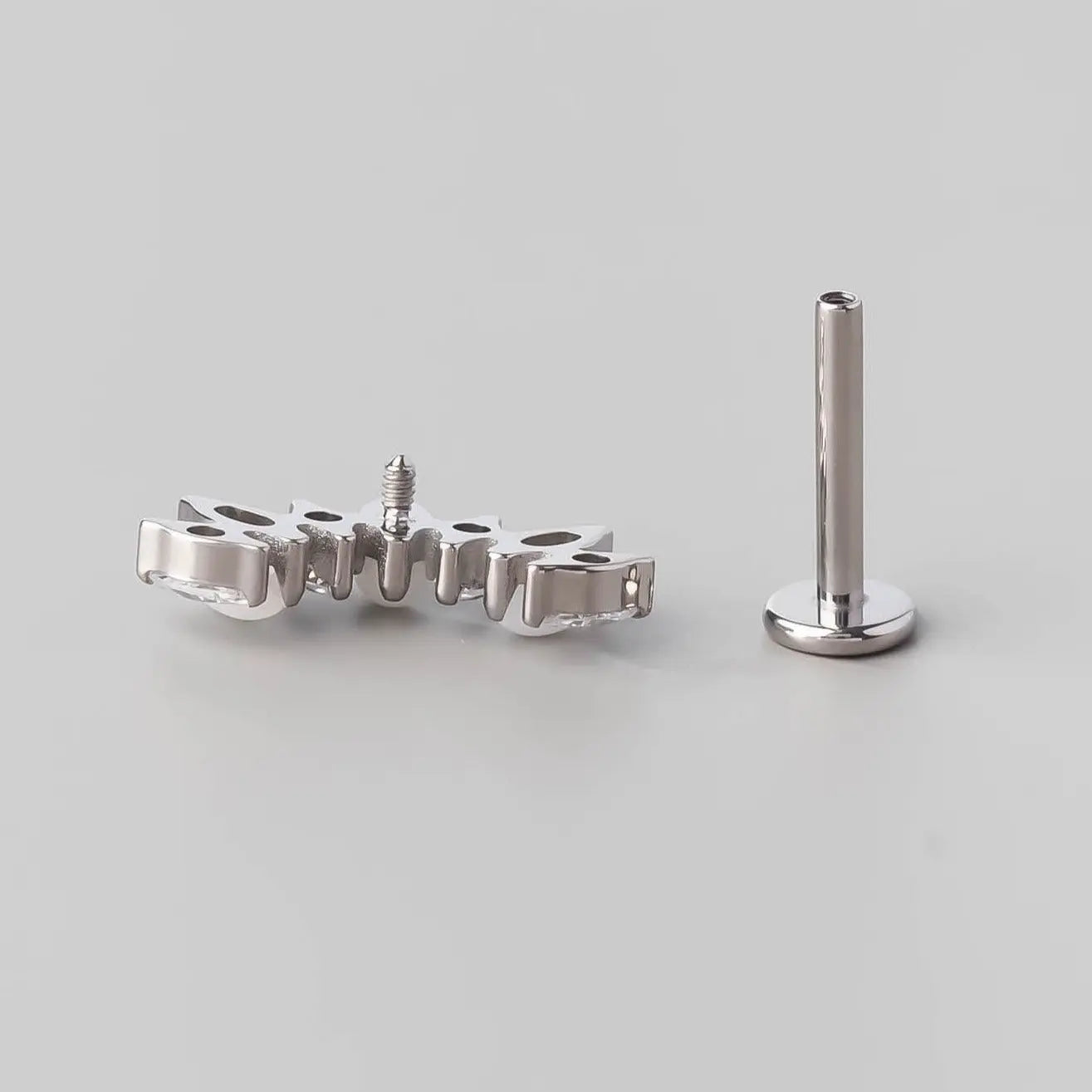 Seven Stone Labret in White Jade + Clear - Titanium - Camden Body Jewellery