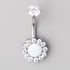 Flower Belly Bar with White Opal Stone Top - Titanium - Camden Body Jewellery