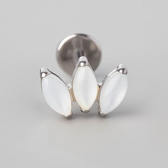 Triple Marquise Labret in White Shell - Titanium - Camden Body Jewellery