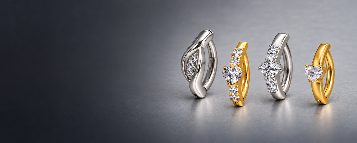 Silver and gold crystal belly clickers