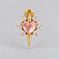Star with Heart Centre Rose QZ Stone Labret in Gold - Titanium - Camden Body Jewellery