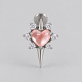 Star with Heart Centre Rose QZ Stone Labret in Silver - Titanium - Camden Body Jewellery